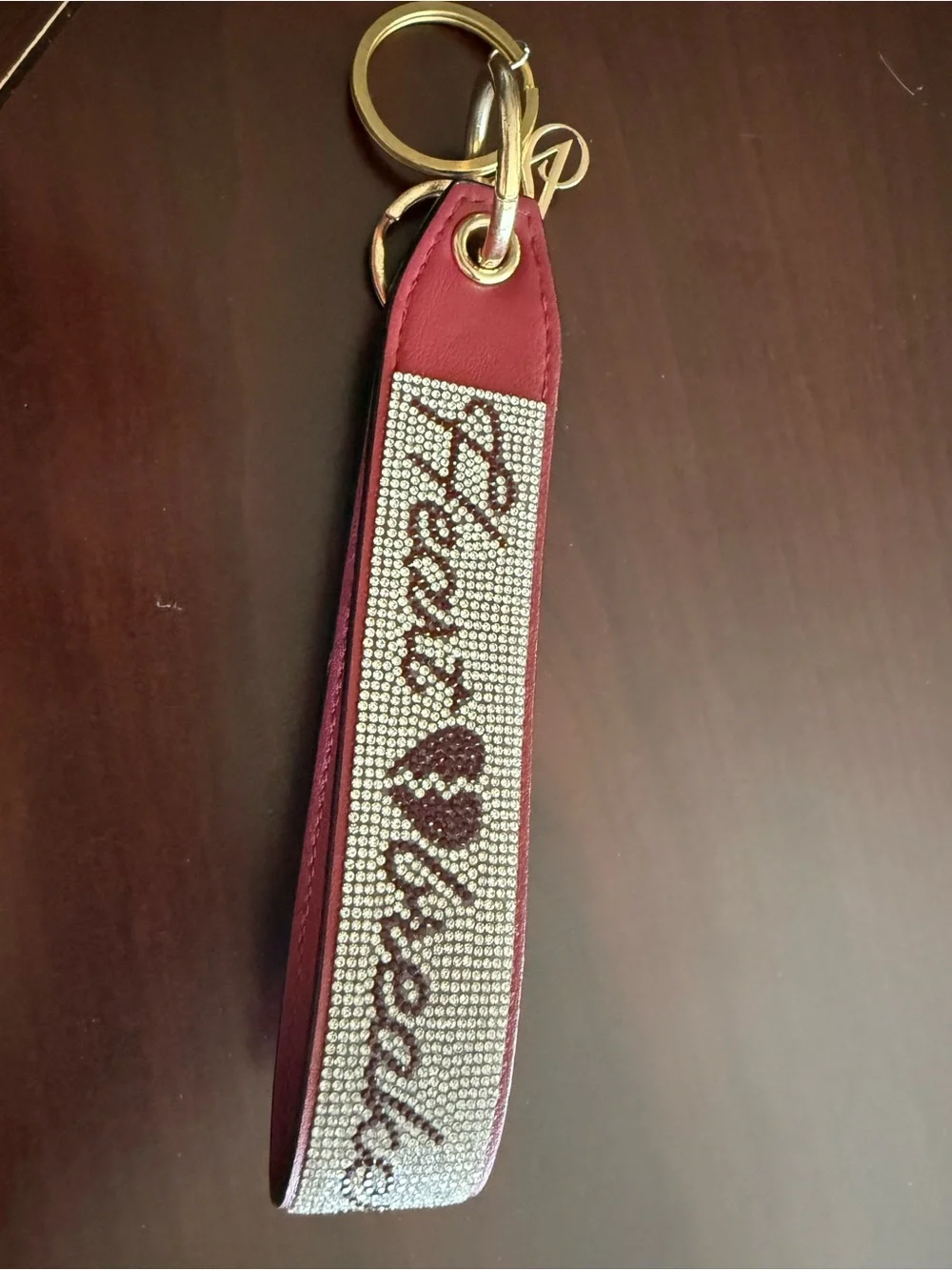 Red Crystal-Embellished Wrist Keychain Straps Victoria Secret